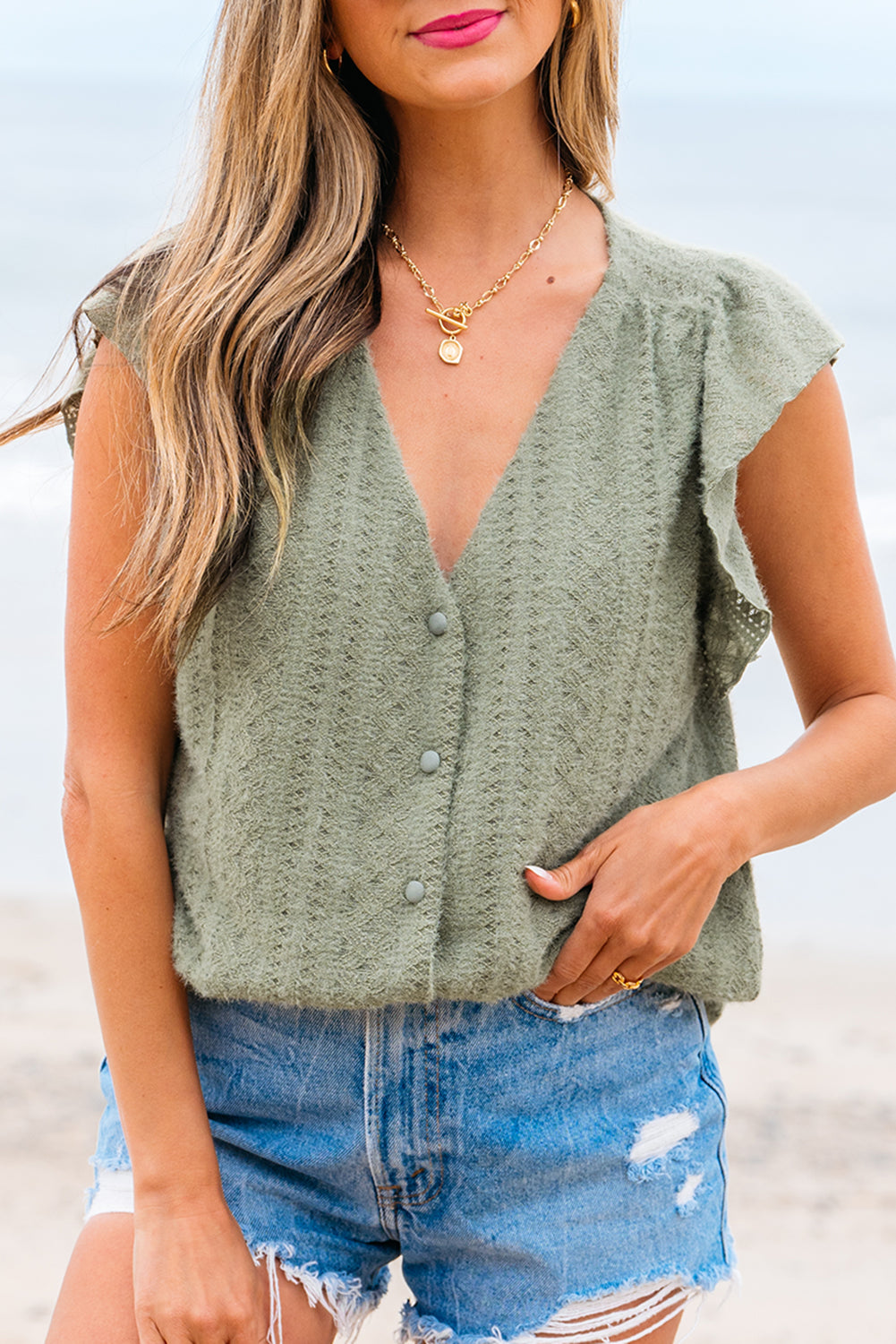 Laurel Lacey Button Down Blouse