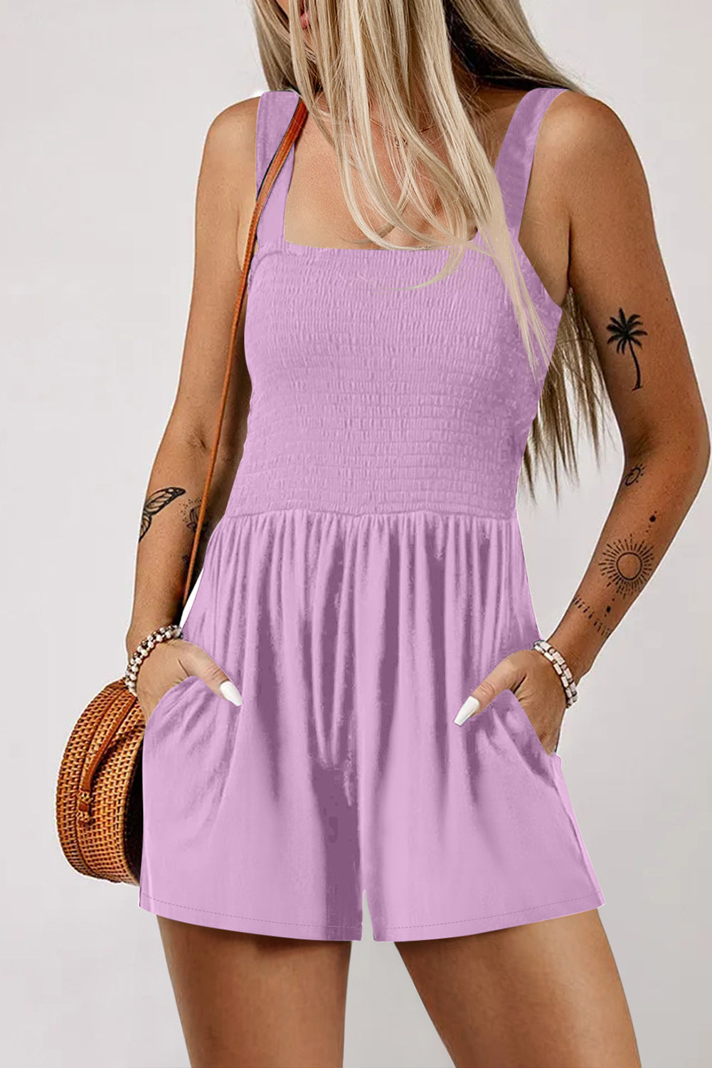 Abby Smocked Sleeveless Romper