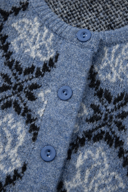 Modern Damask Print Button Down Cardigan