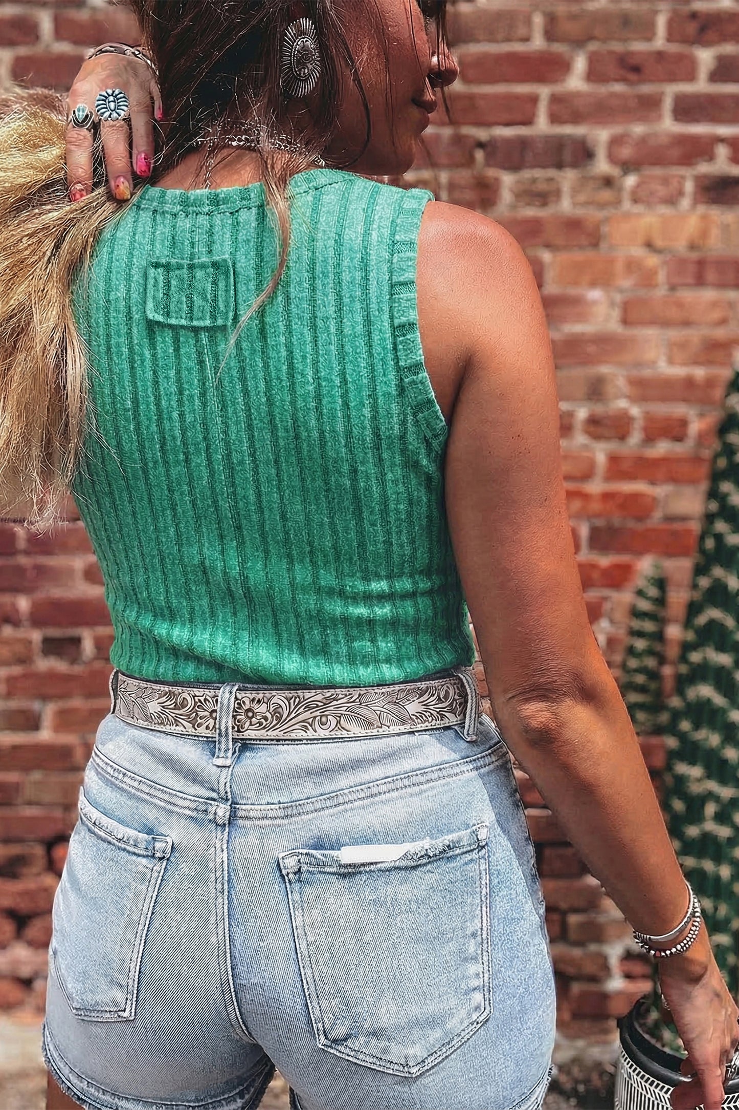 Sandy Mineral Wash Ribbed Tank Top