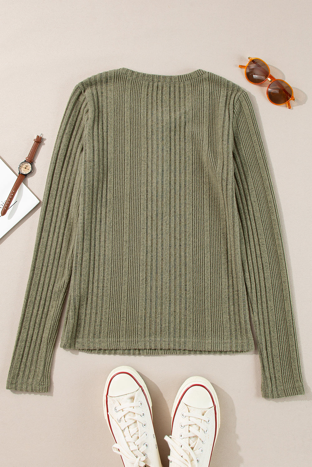 Lauren Ribbed Knit Henley