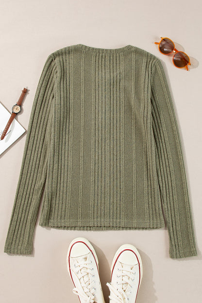 Lauren Ribbed Knit Henley
