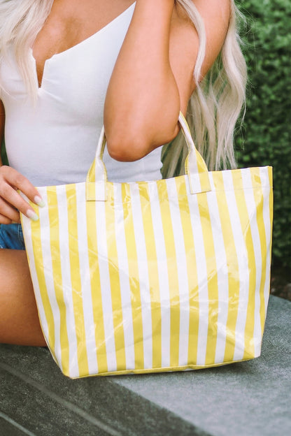 Glossy Summer Beach Vinyl Large Tote Bag