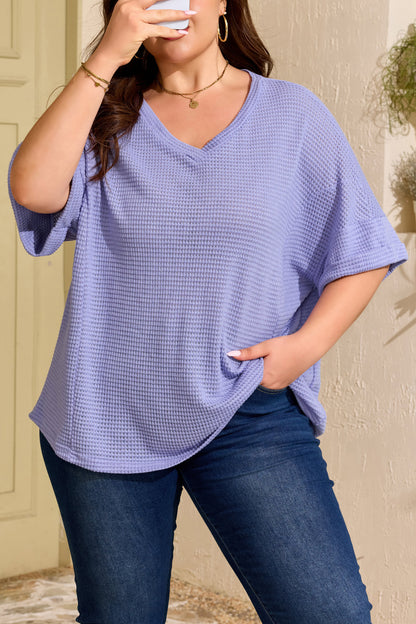 Curvy Lavender Waffle Knit Top