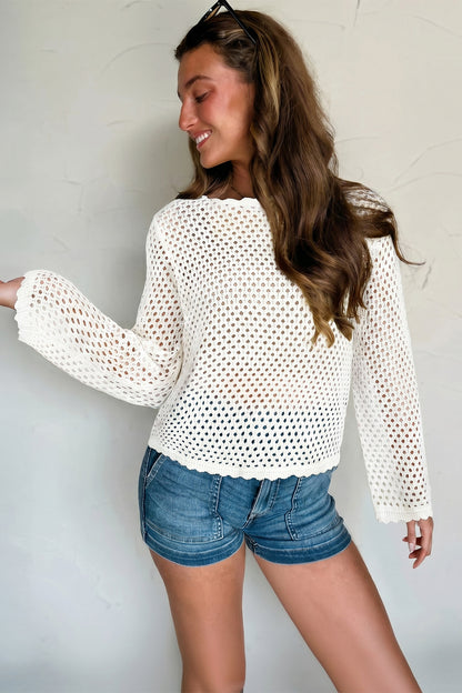 Joy Eyelet Scalloped Trim Bell Sleeve