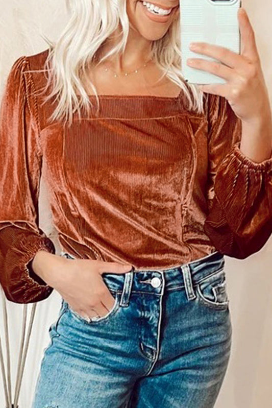 Terracotta Velvet Corduroy Top