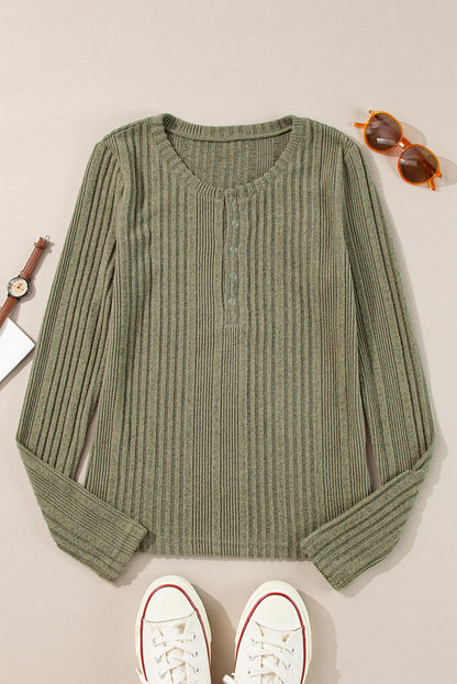 Lauren Ribbed Knit Henley