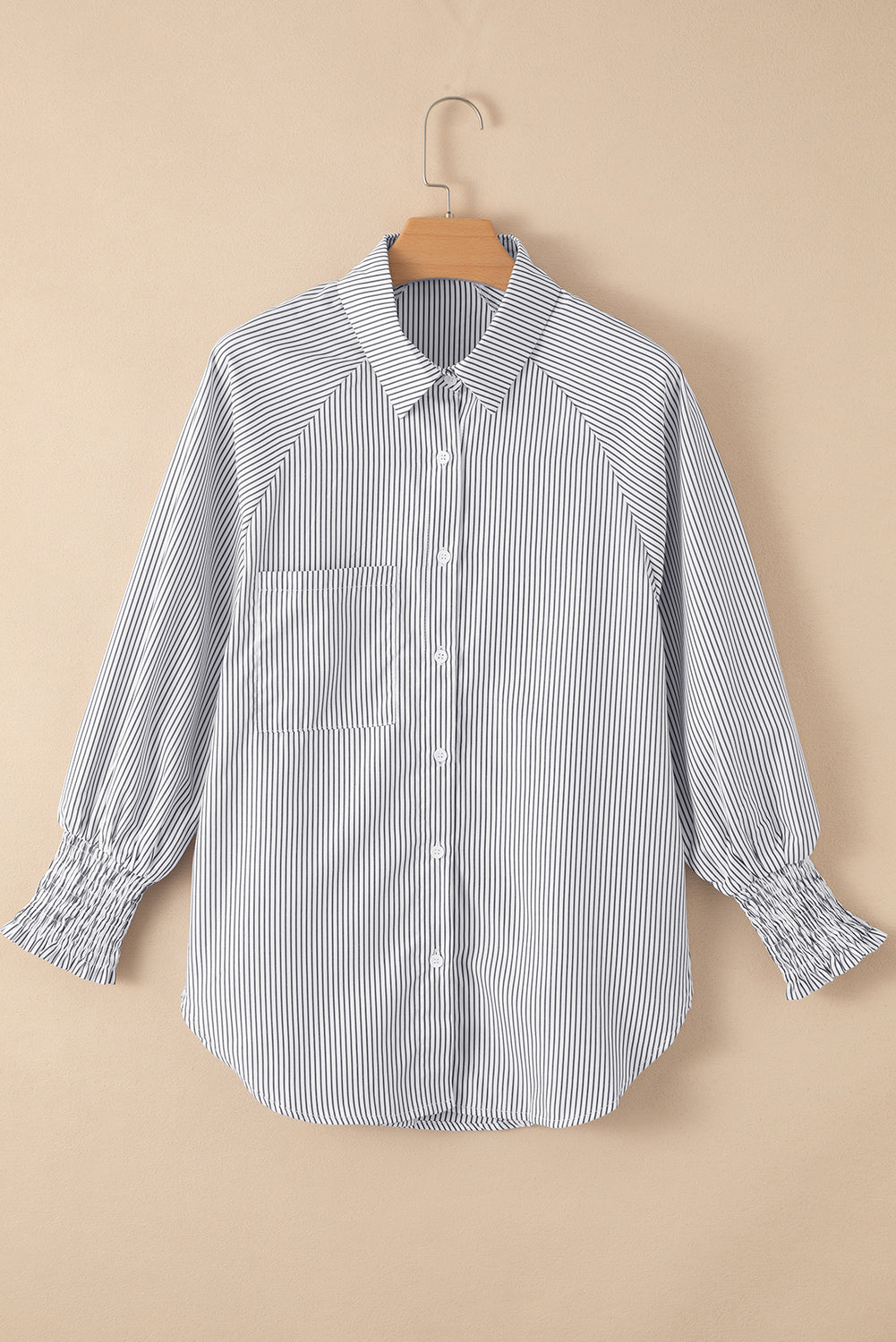 Sagamore Buttoned Striped Shirred Cuff Blouse
