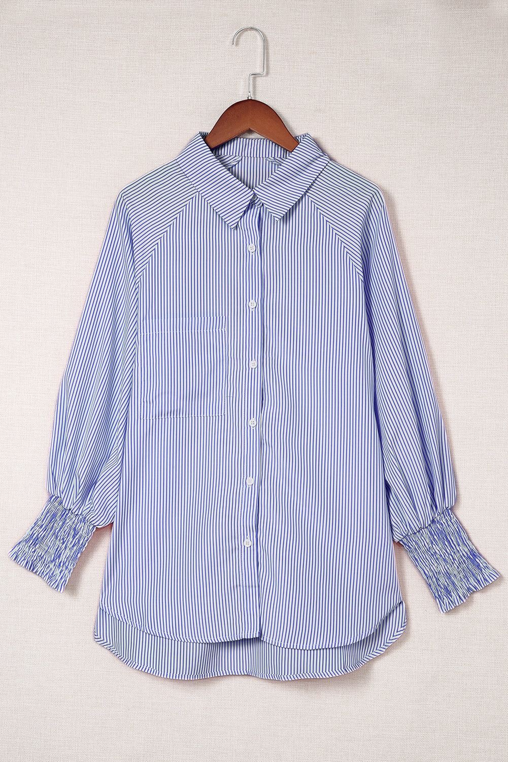 Sagamore Buttoned Striped Shirred Cuff Blouse