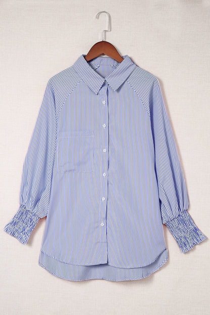 Sagamore Buttoned Striped Shirred Cuff Blouse
