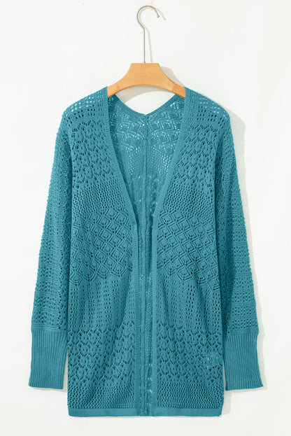 Charming Crochet Open Front Cardigan