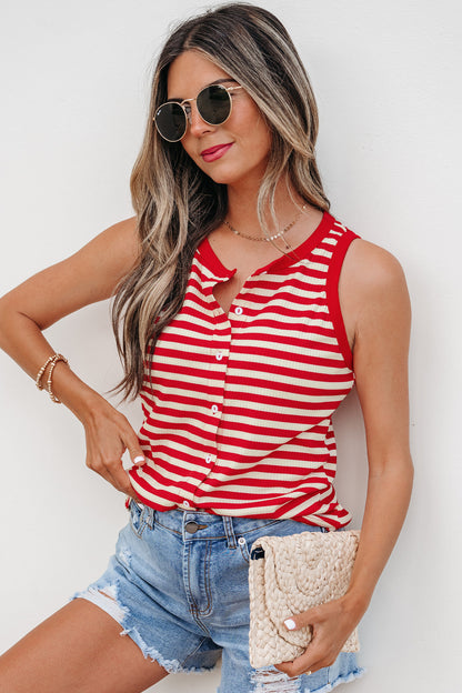 Dana Candy Striped Button Down Tank