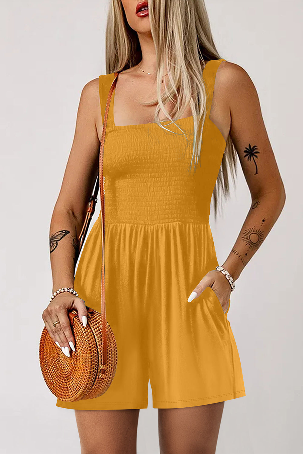 Abby Smocked Sleeveless Romper