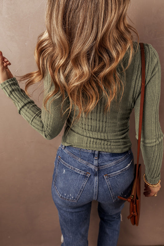 Lauren Ribbed Knit Henley
