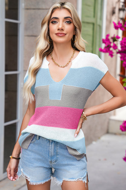 Isla Capsleeve Colorblock Knit Top