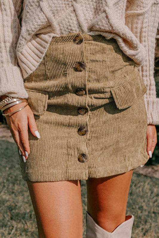 Brandi Corduroy Buttoned Mini Skirt
