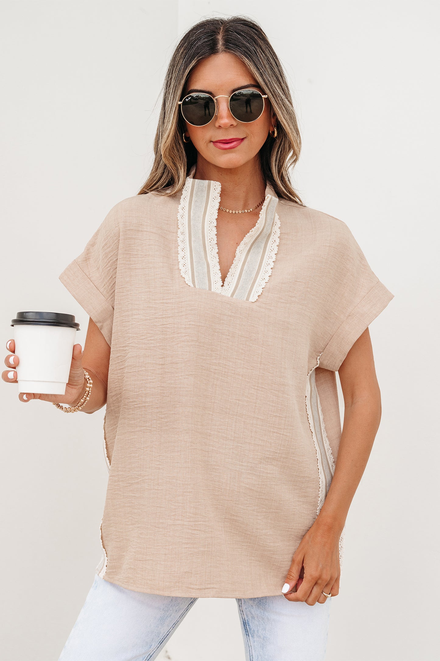 Serena Crochet Accent Summer Blouse