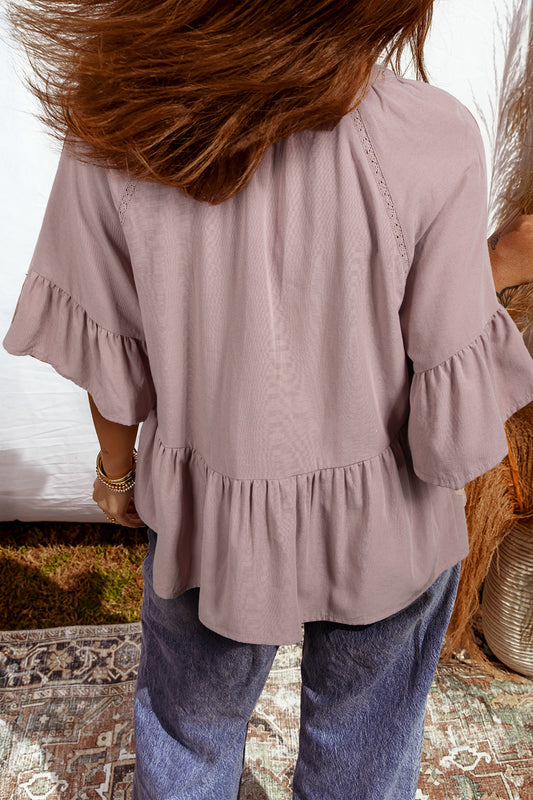 Rosie V Neck Ruffled Loose Blouse