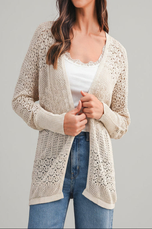 Charming Crochet Open Front Cardigan