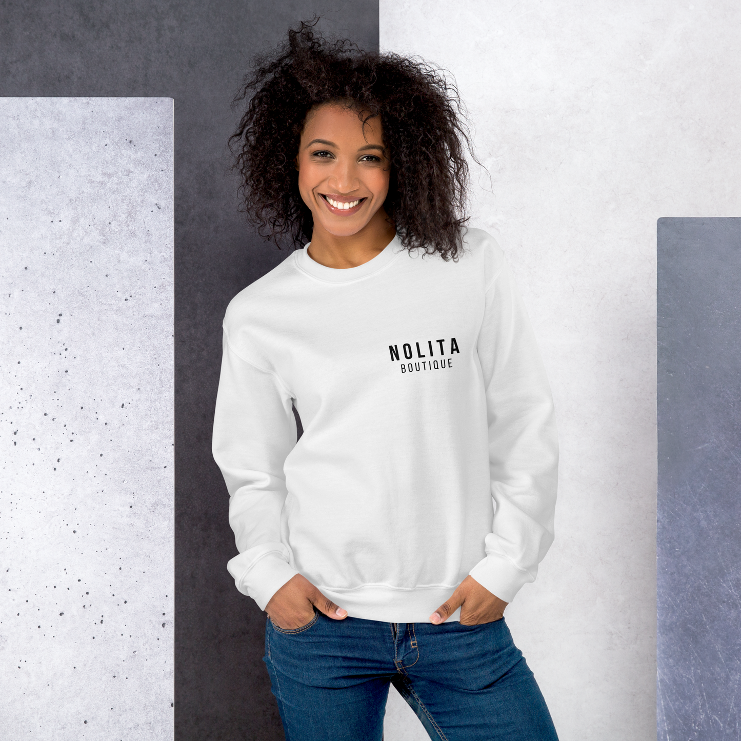 NOLITA White Printed Unisex Pullover